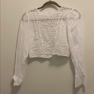 Wilfred button back linen crop top